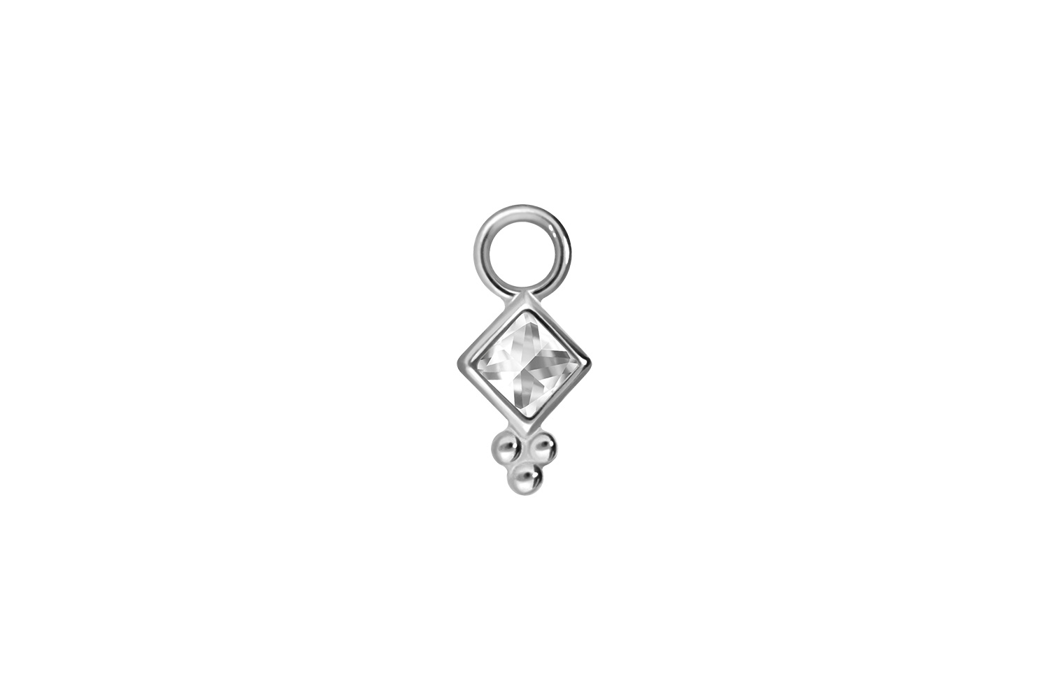 Chirurgenstahl Anhänger für Clicker KRISTALLQUADRAT + KUGELN von Piercingline